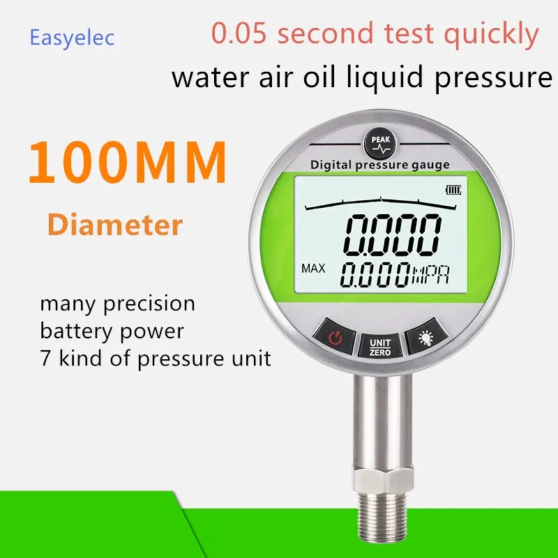 Dia 100mm Stainless Steel Intelligent Precision Digital Display Pressure Gauge Vacuum Negative