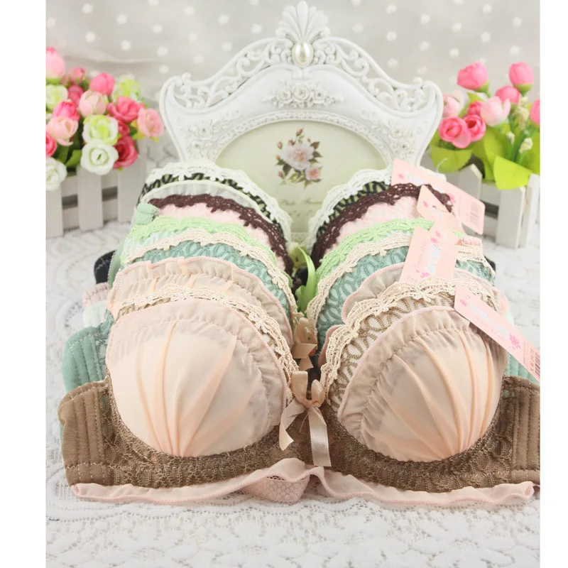 Girls bra lace bra set sexy thin section AB cup gather cotton cute