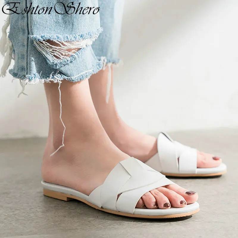 

EshtonShero Women Shoes Woman Slippers Women's Shoes Platform Flat Heels Round Toe Slingback Brown Ladies Wedding Shoe Size 3-8