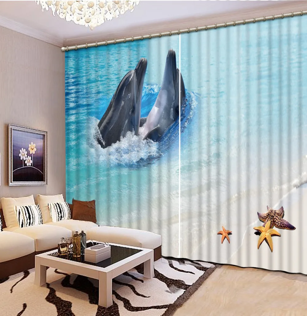 

ocean dolphin 3D Window Curtains For Bedding room Curtains for living room Home Decoration
