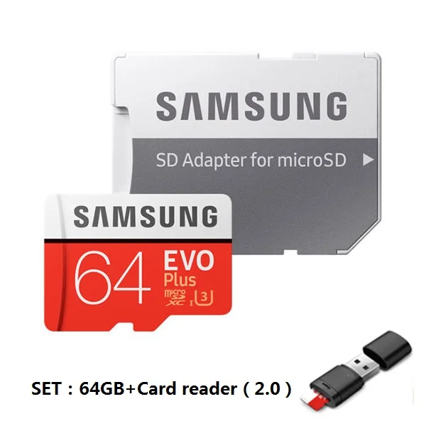 Карта памяти SAMSUNG EVO Plus 8 ГБ/32 ГБ/SDHC 64 Гб/128 ГБ/256 ГБ/SDXC Micro SD TF карта класс 10 Microsd C10 UHS-1 карты - Емкость: 64GB U3  Set-1