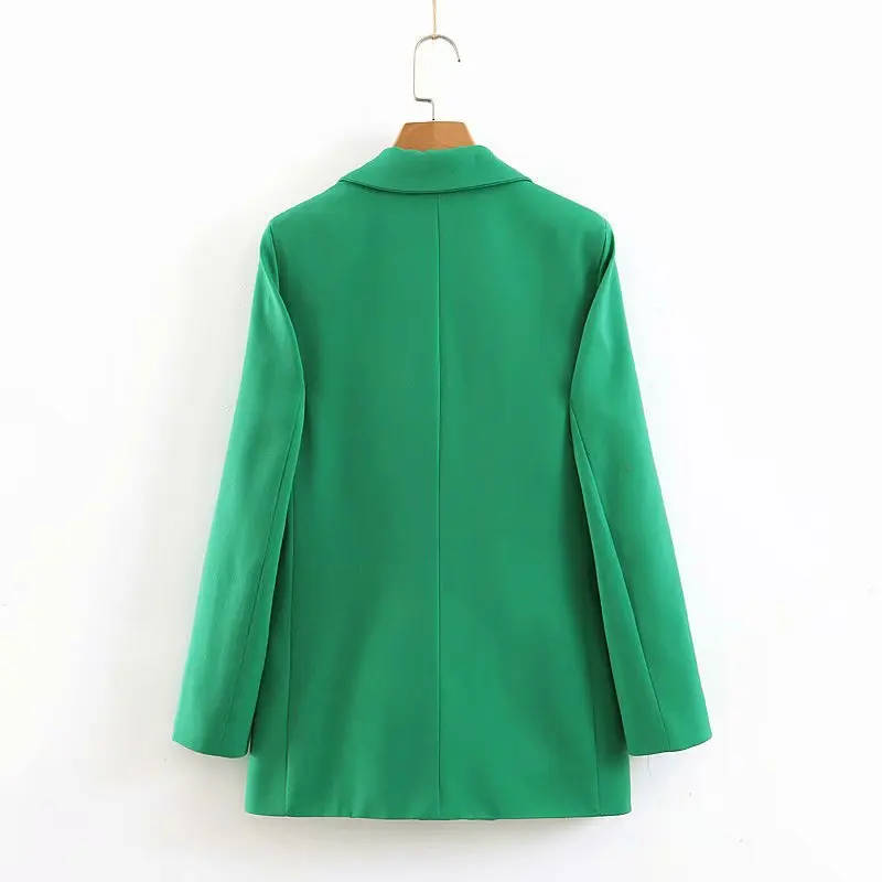 2019 New Green Women's Jacket And Blazers Solid Shawl Collar Pockets Suit Coat Female Long Sleeve Office Blazer Women Outerwear