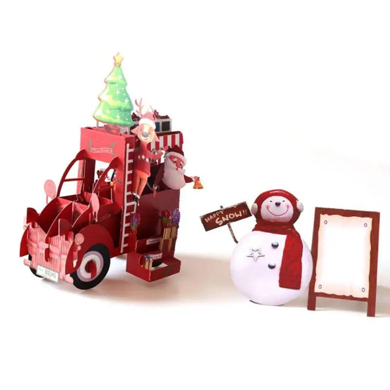 

Christmas Car 3D Pop Up Greeting Cards Wedding Birthday Holiday Postcard Invitations With Envelope