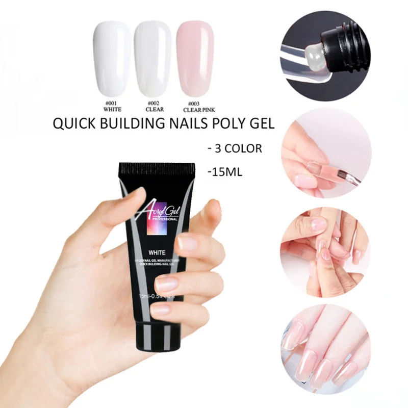 Nail Gel Quick Drying Extend Nail Glue Phototherapy Pink White Crystal Manicure Design Nail