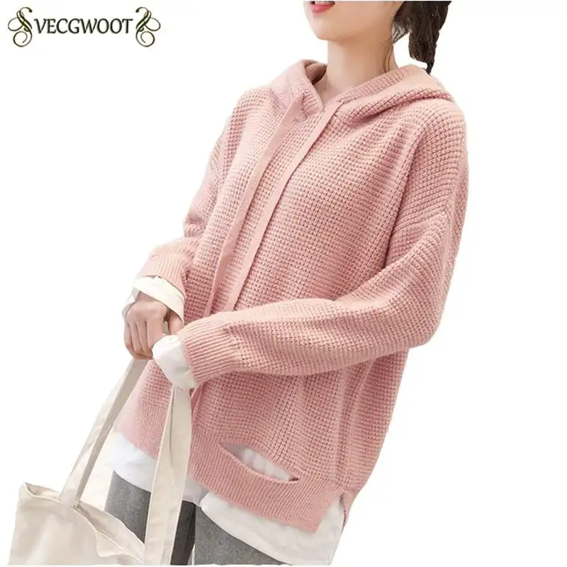 

Fake Two-Piece Pullover Hooded Women Spring Autumn 2019 New Loose Student Korean Casual Tide Solid Color PR329