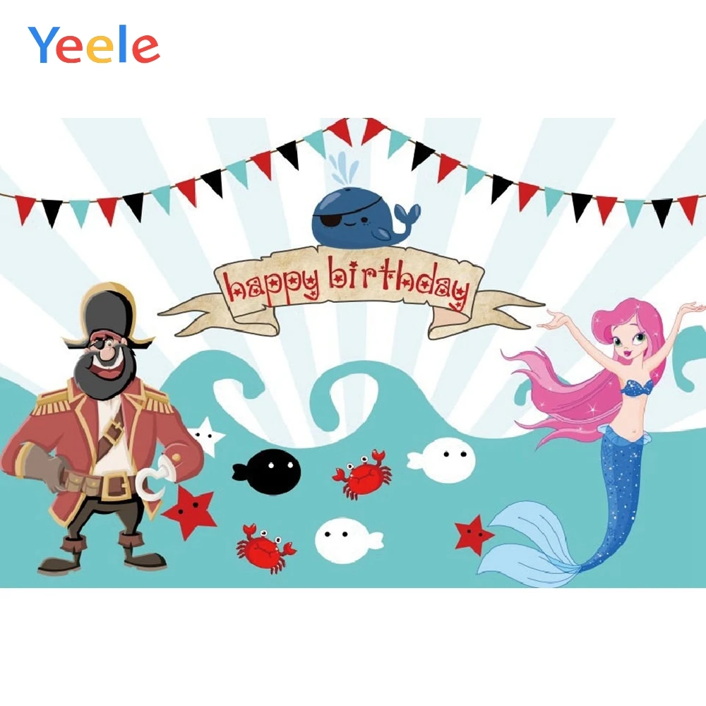 

Yeele Mermaid Seabed Fish Pirate Children Birthday Party Photography Backdrop Custom Photographic Background For Photo Studio