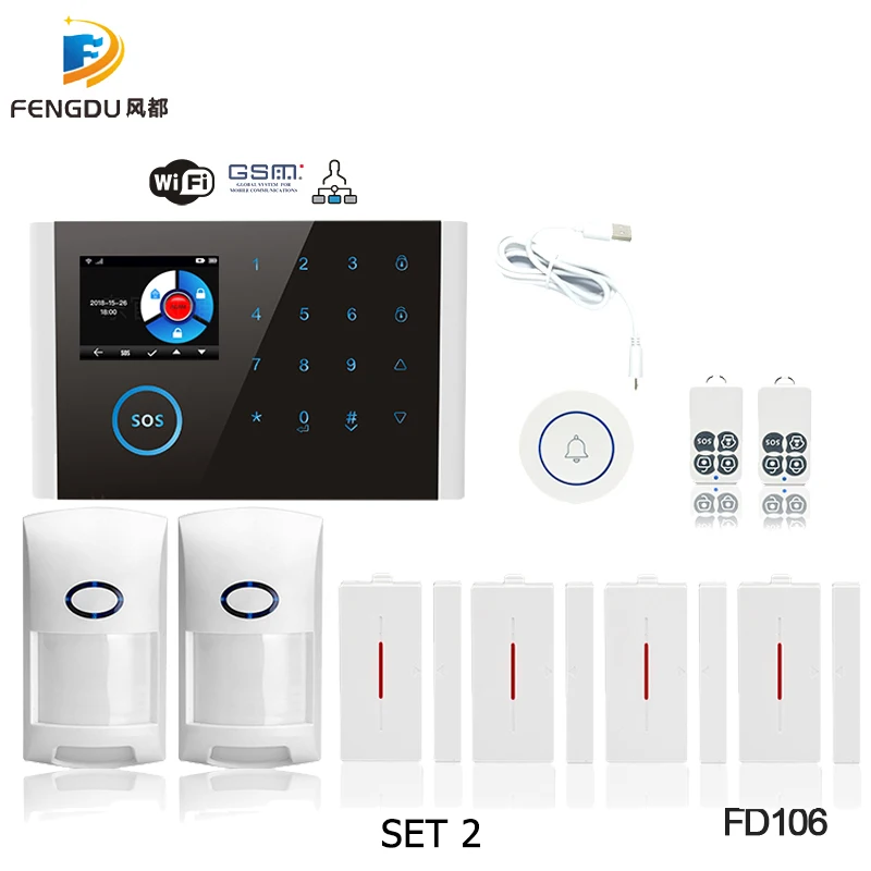 2019 GSM sistema de alarma de Control remoto APP casa inteligente 2,4 pulgadas TFT Panel táctil GSM SMS GPRS Wifi alarma sistema de Seguridad