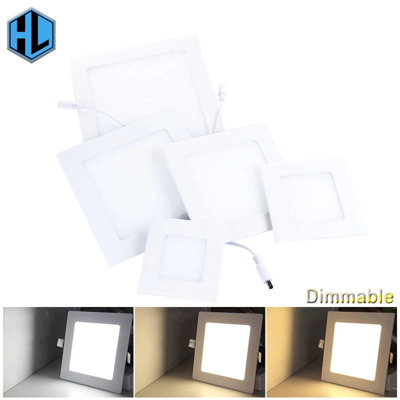 

100pcs Ultra-thin Dimmable Real Full Power Square LED Panel Ceiling Lamp LED down light 3W/4W/6W/9W/12W/15W/18W/24W Warm/Cold