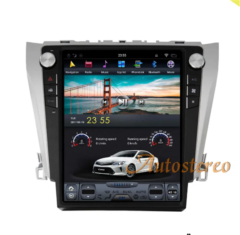 Perfect Tesla style 4GB RAM Android 9.0 Car NO DVD Player GPS Navigation Stereo In-dash for Toyota Camry Aurion 2012- 2016 Multimedia HD 4