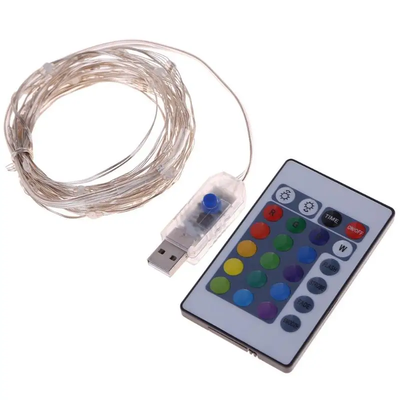 

5m USB LED String Light Copper Wire 16 Colors Dimmable RGB LED String Fairy Light Outdoor Indoor Home Decoration Lamp