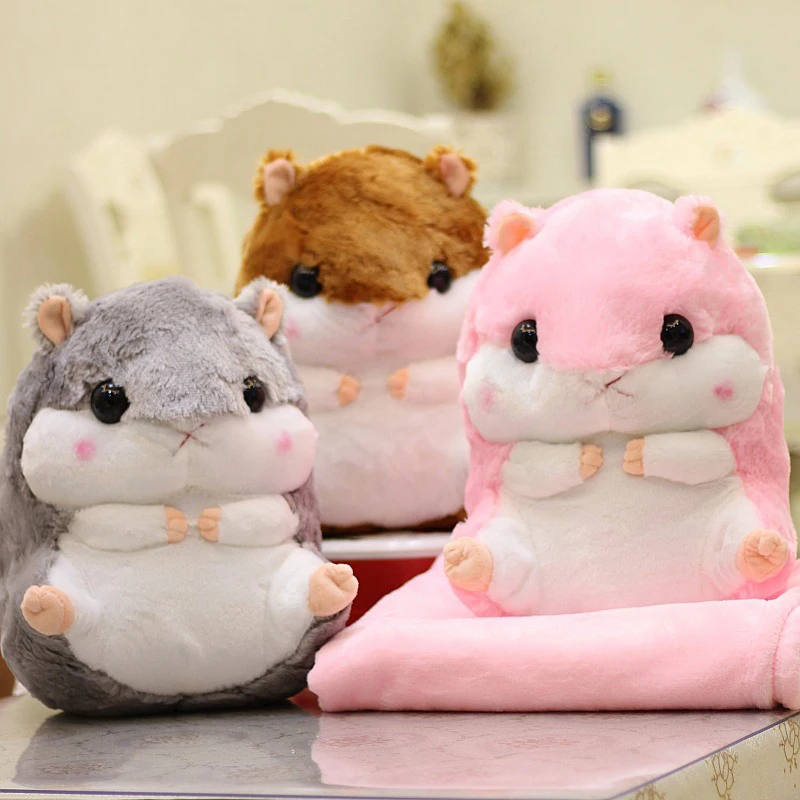 OnnPnnQ Cartoon Hamster Decorative Cushion Warm Hand Pillow With Soft Blanket Cute Throw Pillow Cushion Washable Waist Cushions8