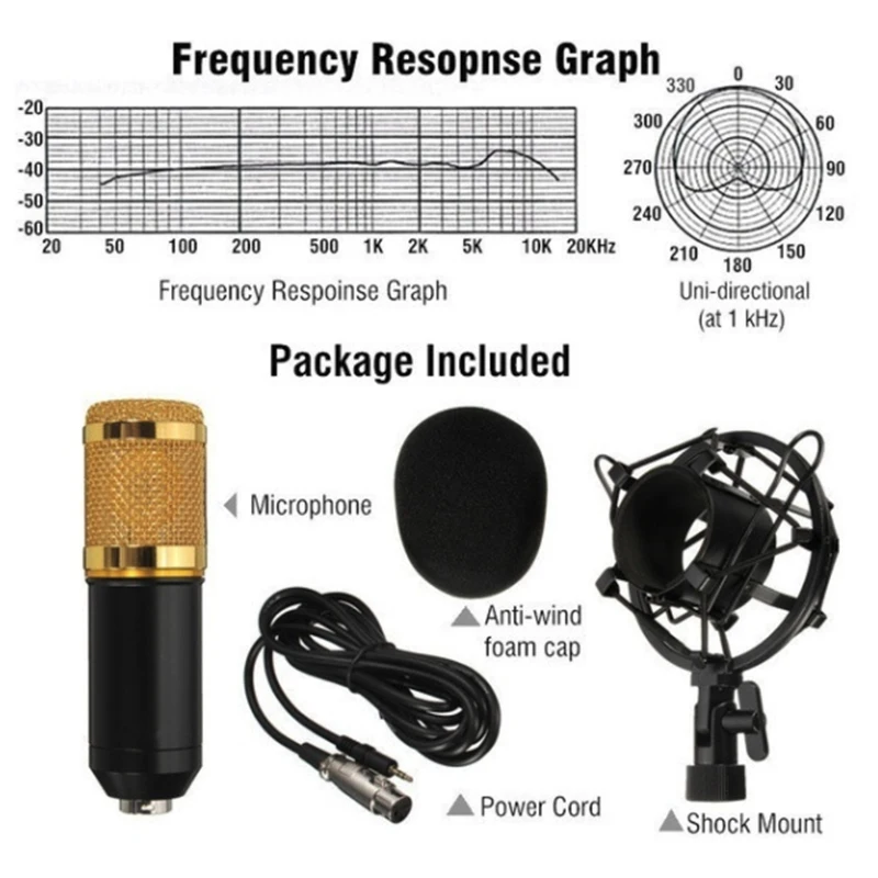 BM800 Mikrofon конденсаторный звукозапись BM 800 микрофон с ударным креплением для радио braodcasing поет и записывает KTV караоке