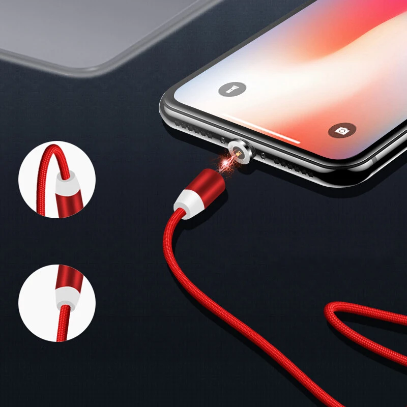 Светодиодный магнитный usb-кабель для iPhone Xs Max XR X 7 Micro type C, зарядное устройство для быстрой зарядки, Магнитный зарядный USB-C, провод type-C