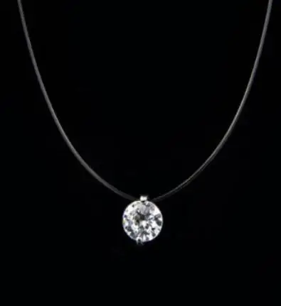 Ожерелье с кубическими звездами, серебряное, прозрачное, невидимое ожерелье, цепочка, стразы, колье, ожерелье для женщин - Окраска металла: Diamond Shape