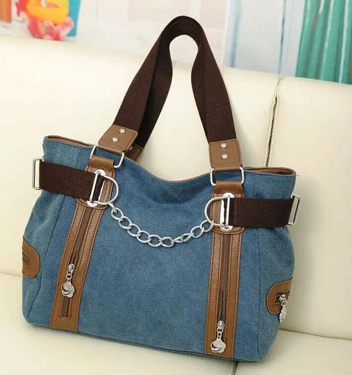 Модные женские сумки через плечо, винтажные повседневные женские сумки, сумки-тоут, сумки-мессенджеры, дизайнерские холщовые сумки на плечо, женская сумка Bolosa - Цвет: Синий