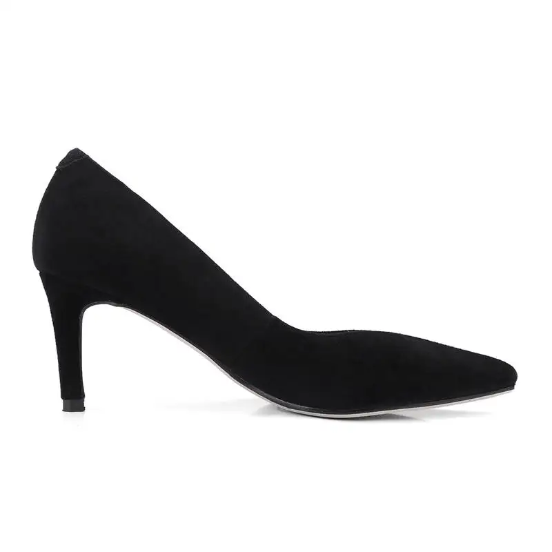 Femmes Talons Partie Femme Peu Qualité Bout Cuir Pointu Chaussures Morazora mustard 2018 Profonde Hauts Suédé Noir Haute De Mode Yellow Pompes En Mince 6xwnzqpA