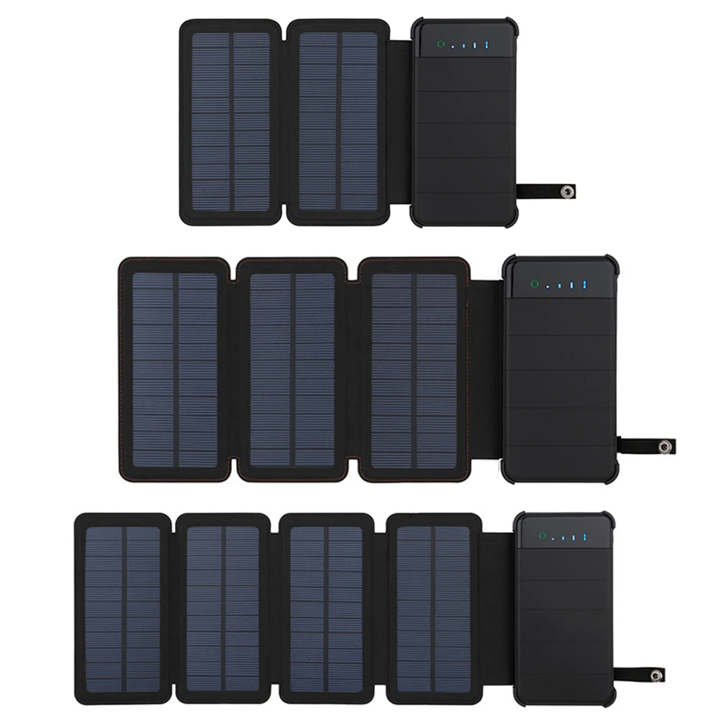 Outdoor Portable Folding Foldable Waterproof Solar Panel Charger Mobile Power Bank 10000mAh For Cellphone Battery Dual USB Port