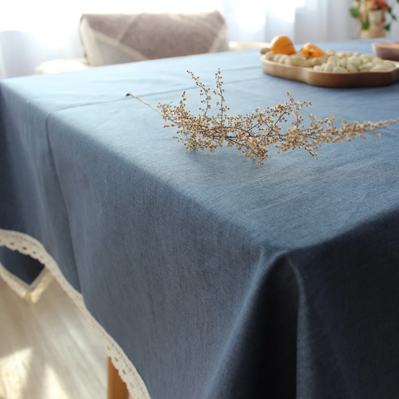 

Cotton Linen Waterproof Table Tablecloth Plain Solid Coffee Table Round Cloth