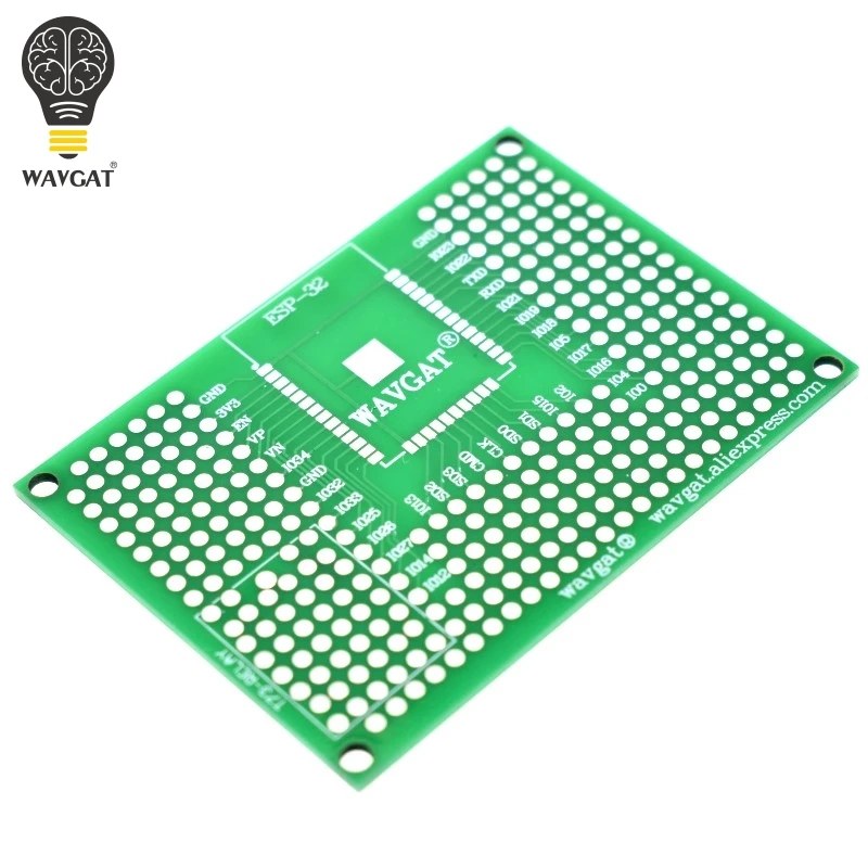 

WAVGAT 5x7CM Double Side Prototype PCB Board Breadboard Protoshield For Arduino Relay ESP8266 WIFI ESP-12F ESP-12E ESP32 ESP32S