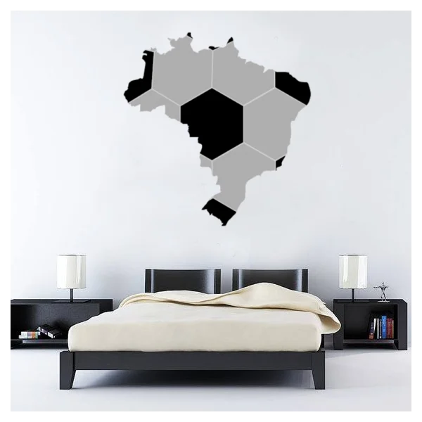 Map of Brazil Brasil soccer Wall Sticker Fantastic Wall Art Decal Wall