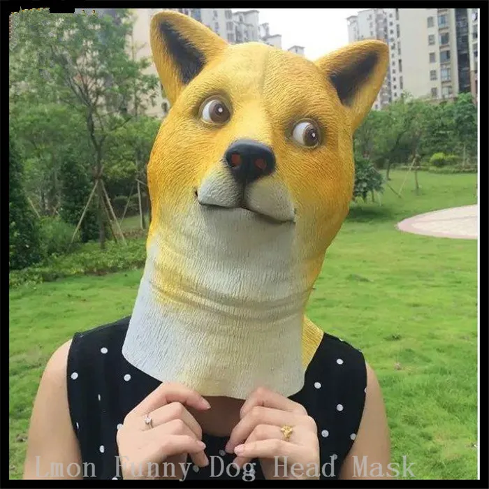 Halloween Yellow Dog Mask Cosplay Scary Party Mask Full Face Animal