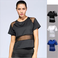 Yuerlian Женская сетчатая одежда для йоги Свободная Повседневная одежда для бега фитнес быстросохнущая дышащая спортивная блузка