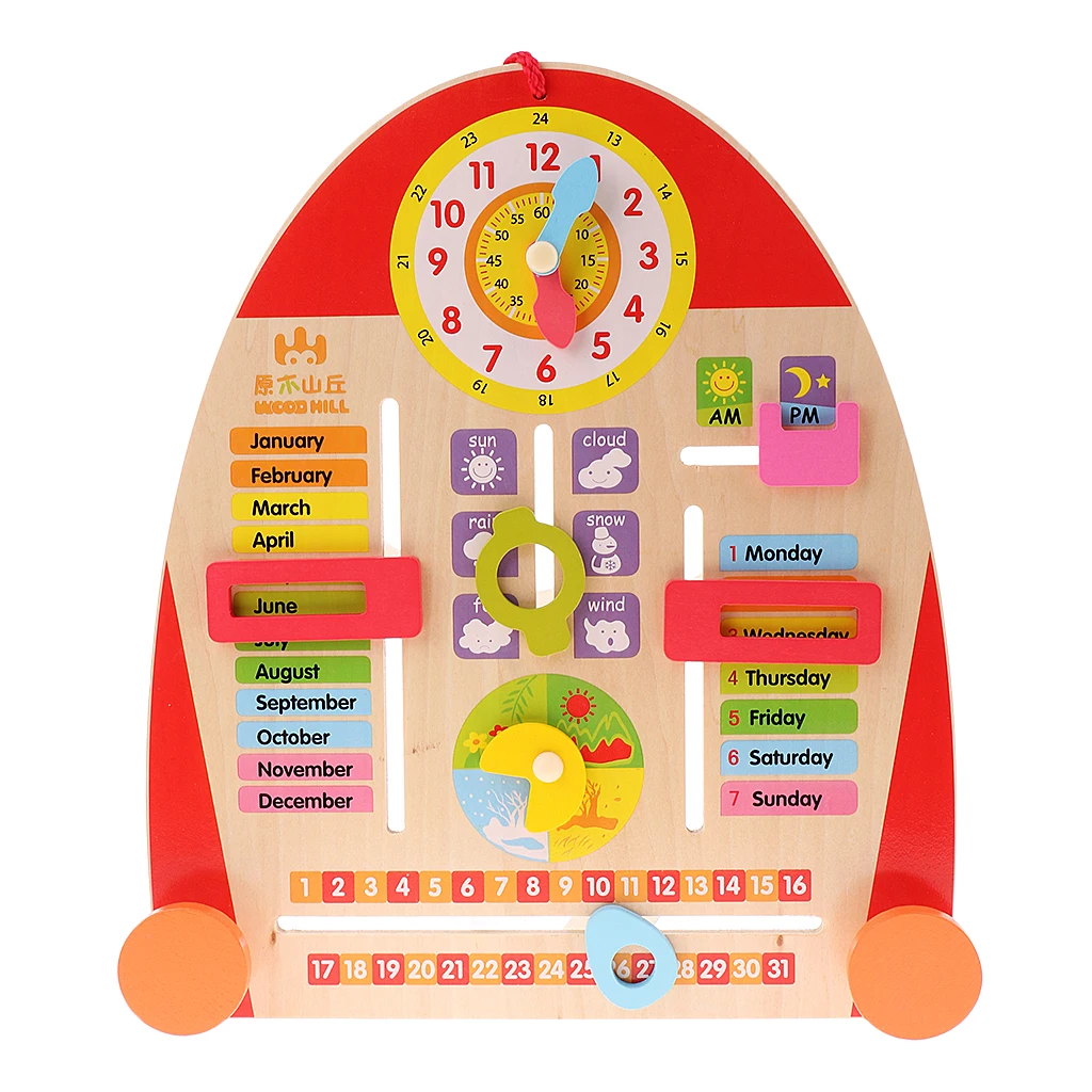 Wooden Calendar Board Teaching Clock Date for Children Preschool Early