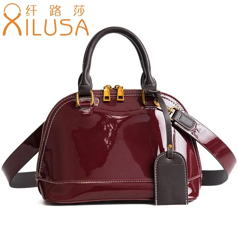 Xilusa Shell Purses And Handbags Vintage Crossbody Bags For Women Bright Leather Tote Zipper ...