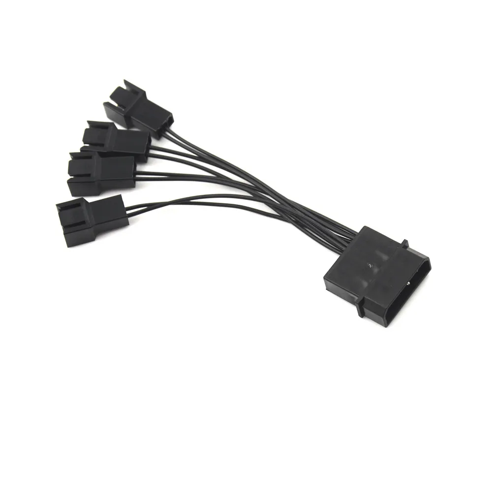 4 Way 3 Pin Computer Power Multi Fan Connector Durable Black Cable