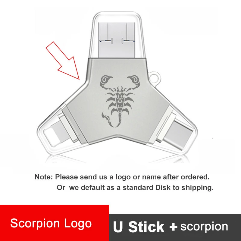 Ingelon диск на 32 ГБ Ключ карту флэш-памяти с интерфейсом usb 64 ГБ 3,0 ключ usb флешки personalizado логотип команды DJ 128 ГБ для iphone Флеш накопитель - Цвет: DIYSCORPION-S