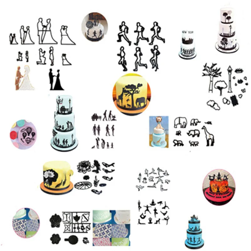 

Cake Decorating Tools Fondant Molds Set Family Cookie Cutter Pastry Biscuit Baking Tool Music Animal Balloon Wedding Cookie Mold