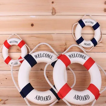 

1PC Fashion Mediterranean Family Adorment Life Buoy Crafts 3D Wall Sticker Living Room Decoration Nautical Home Decor QB870215