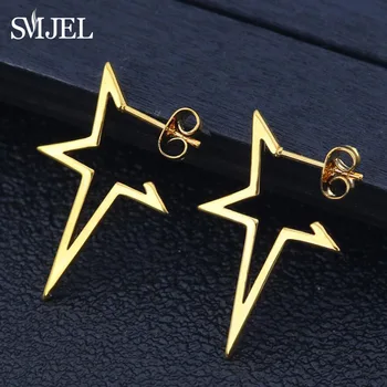 

SMJEL Star Earrings Punk Stud Earring Rose Gold Color Earings Stainless Steel Earrings For Women Jewelry Wholesale Oorbellen