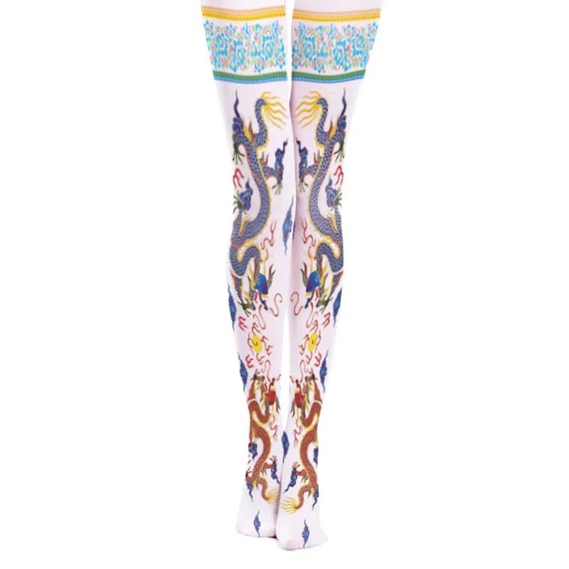 Dragon Pattern Cloud Printing Pantyhose | Женская одежда