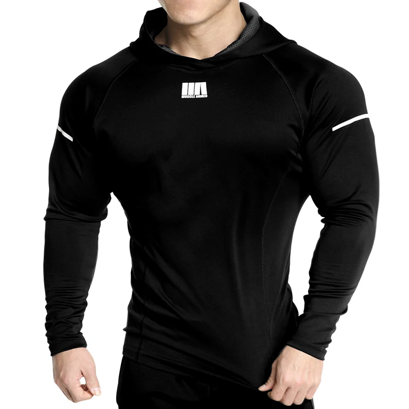

2019 New Men Long sleeves Elasticity Tight t shirts muscle Man Gyms Fitness Bodybuilding Jogger Brand clothing Plus size M-XXXL