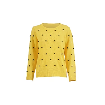 

Fashion Hair Ball Knitted Top Autumn Winter Women Pullovers Knit Jumper Long Sleeve Casual Solid Sweater Pull Femme SJ536V
