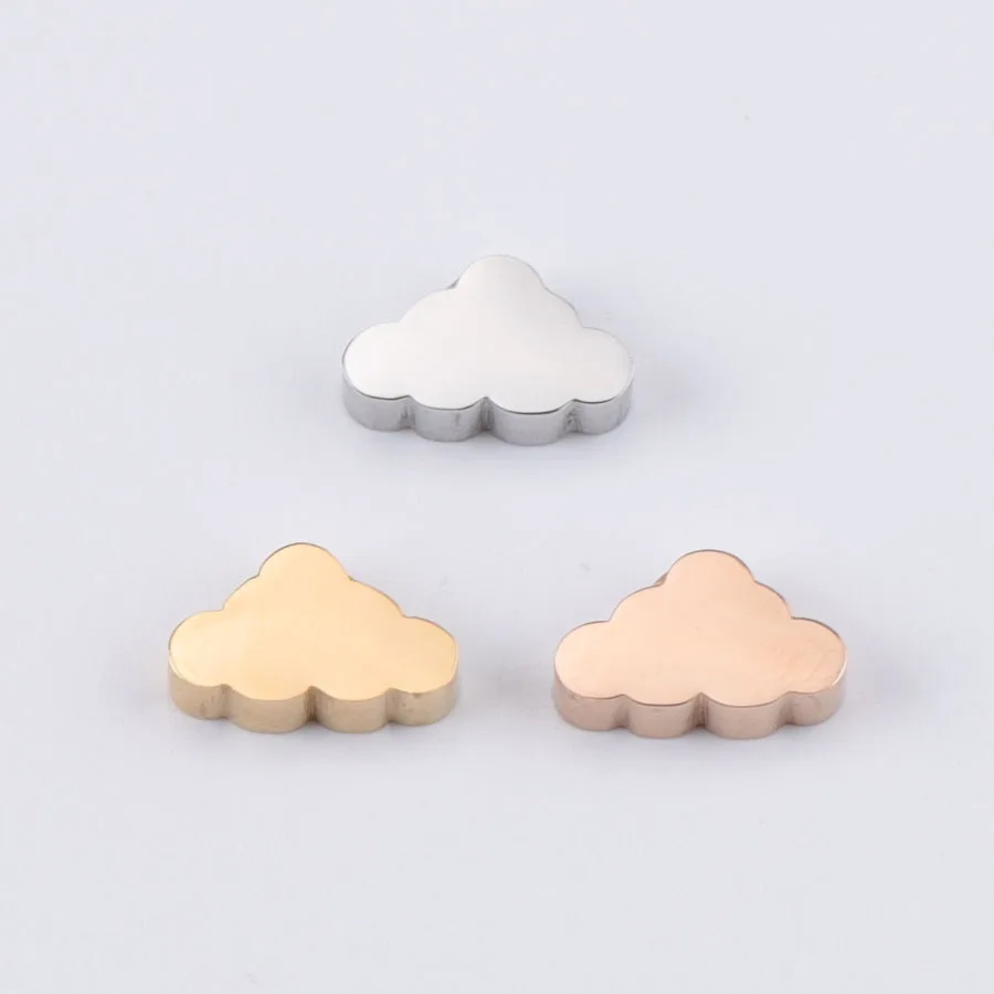 

20pc 6*10mm Gold/steel Color Stainless steel Material small cloud beads Charm For Necklace DIY Women Handmade Jewelry Making