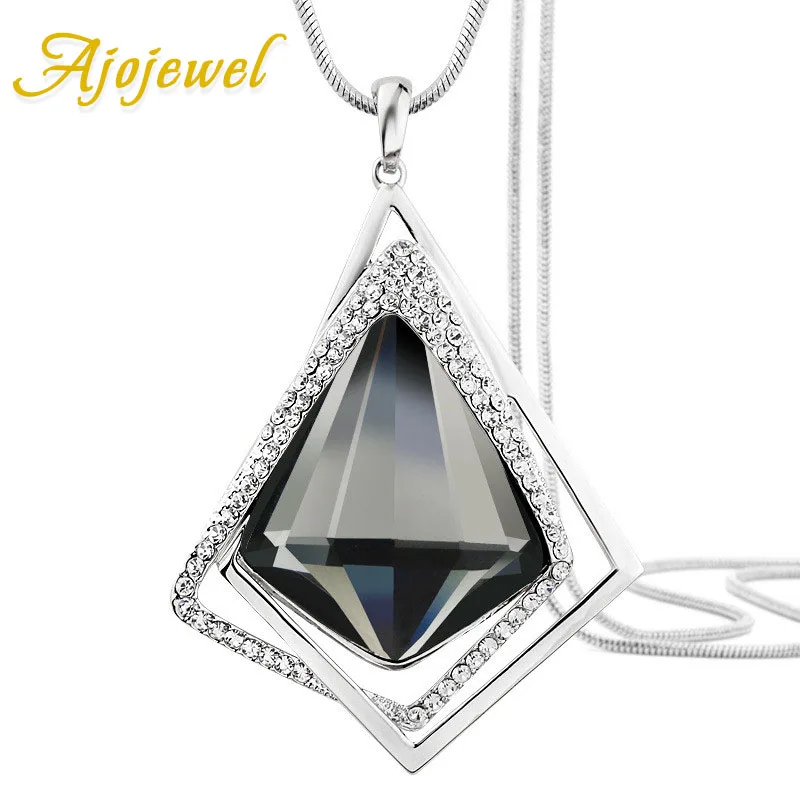 

Ajojewel Fashion Women's Geometric Crystal Pendant Necklace Sweater Chain Long Necklaces 2019 Party Jewelry Bijoux