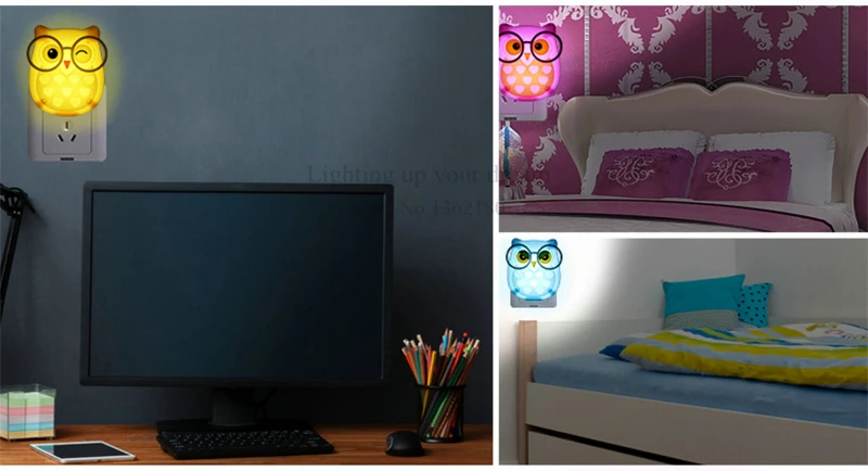2019 Owl Led Night Light Auto Light Sensor Control LED Sensor Night Lights Child Baby Home Bedroom Pink Blue Green Yellow Light nursery night light