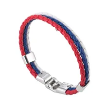 Флаг мужчин и женщин титана стали кожаный плетеный браслет, ювелирные изделия и аксессуары, модные ювелирные браслеты
