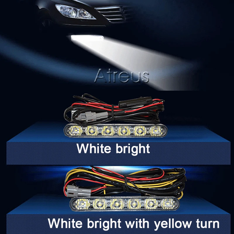 2X Автомобильный светодиодный Габаритные огни 12В светодиодный DRL лампы с желтым Включите свет для Honda Civic 2006-2011 Accord Fit CRV Nissan Qashqai Juke