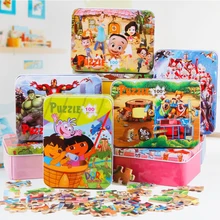 Dřevěné puzzle s pohádkovými obrázky – 100 ks