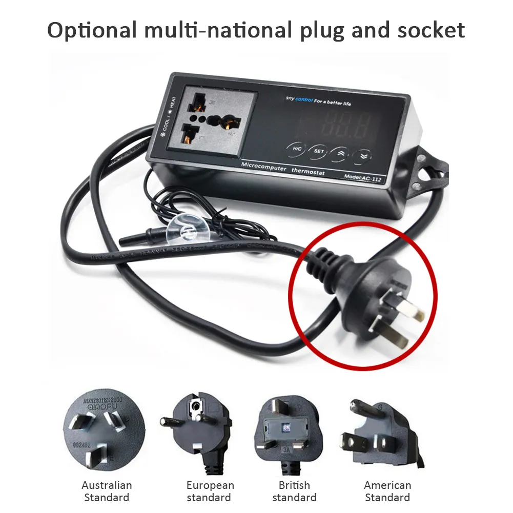 Цифровой дисплей умный подключаемый термостат универсальная розетка вкл/выкл регулятор температуры аквариума теплицы