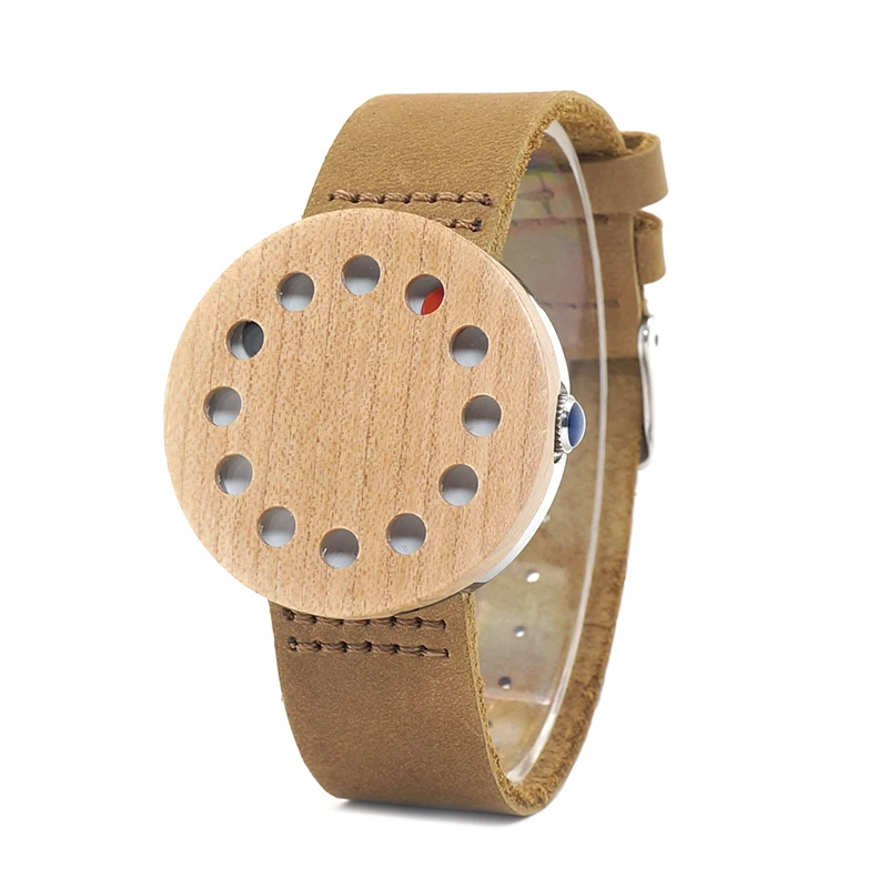 BOBO BIRD Women Handmade Wooden Watches Leather Band Fashion Casual Women Men Watches as Christmas Gifts