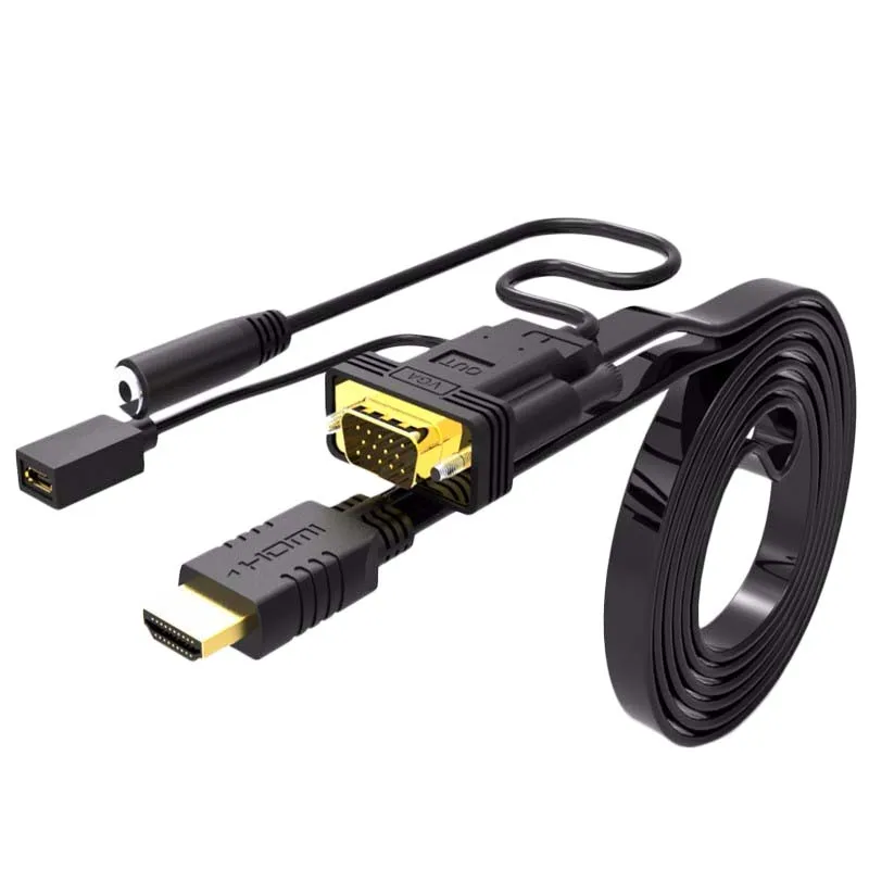 

Hdmi To Vga Adapter Cable With Audio Converter With Power Supply Male To Female For Pc Hdtv Monitor 1080P