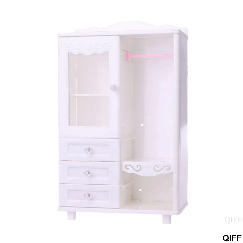 

New Luxury White Wardrobe Closet Accessories Furniture Girls Gift For Barbie Doll