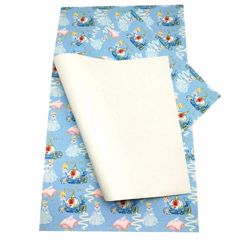 

Princess Printed Faux Synthetic Leather Sheet ,girl printed Vinly sheet for DIY Hairbows Craft 20*34cm 12pcs/lots PPUL35