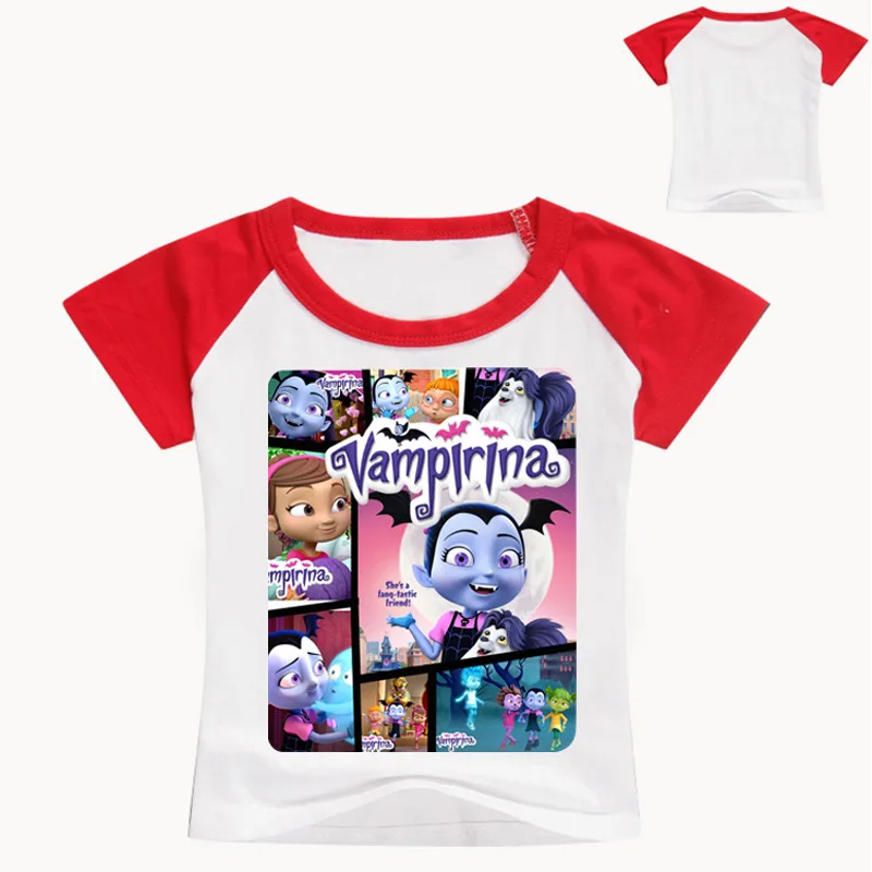 2-12years лето мультфильм vampirina Для детей летняя футболка для маленьких девочек; футболки, топы хлопок Обувь для девочек костюм для мальчиков