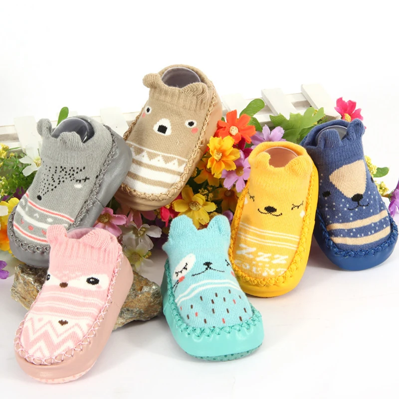 Детская обувь для малышей от 0 до 24 месяцев, мягкие дышащие носки-тапочки унисекс для новорожденных милые животные, 3 пары, обувь для маленьких девочек и мальчиков