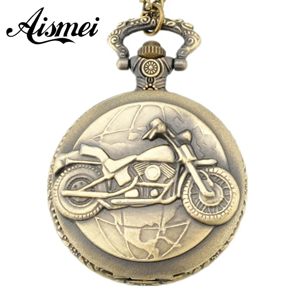 

Bronze Motorcycle Motorbike Emboss Cover Necklace Pendant Pocket Watch Gift